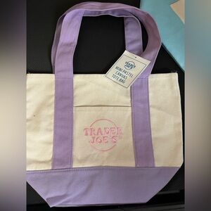 NWT Trader Joe’s mini purple pastel canvas tote bag